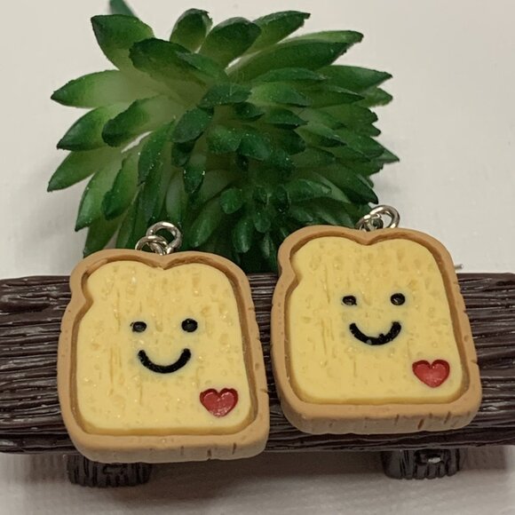 Toast Earring, Bread Earring, Funny Food Earring, Food Jewelry, Gift Idea, Toast - Picture 2 of 7